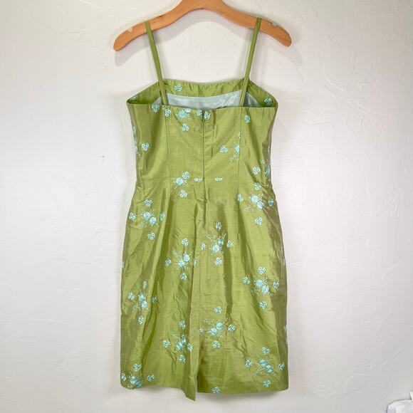 Vintage Y2K 90s Nanette Lepore Silk Mini Dress Sz 8 Corset Green Garden Fairy - Picture 7 of 7